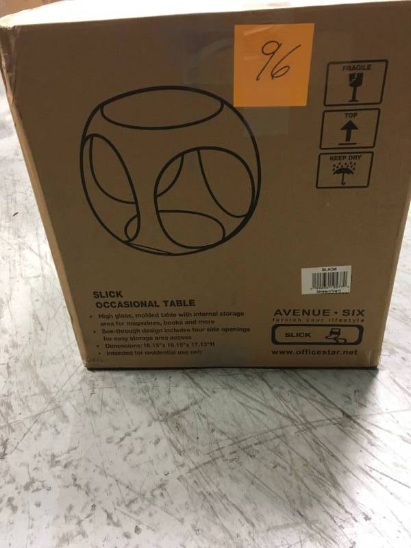 lot 96 image: Slick Cube Green End Table by OSP Home Furnishings in good condition