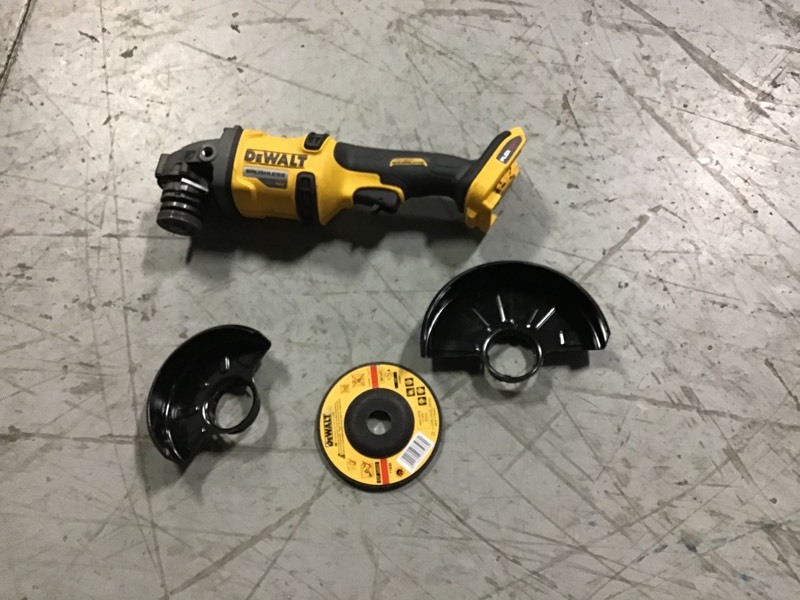 lot 108 image: DeWALT  4-12 & 6 Wheel Diam, 9,000 RPM, Cordless Angle & Disc Grinder used in working conditions