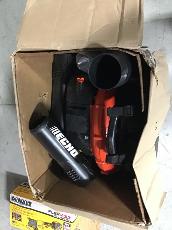 lot 107 image: ECHO 234 MPH 756 CFM 63.3 cc Gas 2-Stroke Cycle Backpack Leaf Blower with Hip Throttle in like new conditions