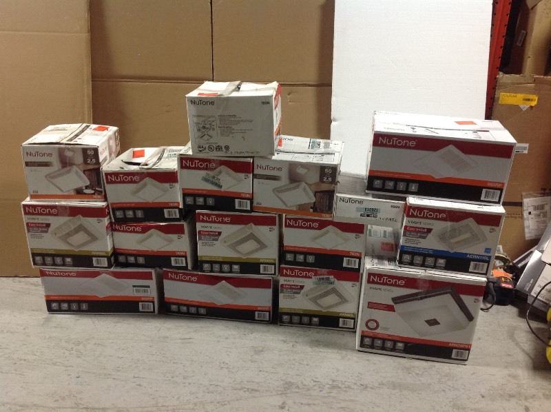 lot 126 image: WHOLESALE MIXED PALLET OF RETURNS Nutone bathroom fans all mix conditions