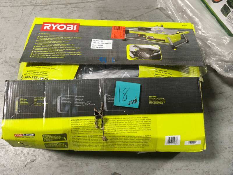 lot 18 image: RYOBI 7 in. 4.8 Amp Tabletop Tile Saw USED in working conditions