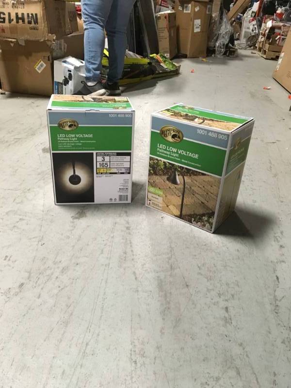 lot 35 image: Hampton Bay Low-Voltage 10-Watt Equivalent Oil-Rubbed Bronze Outdoor Integrated LED Landscape Path Light with Metal Shade not used