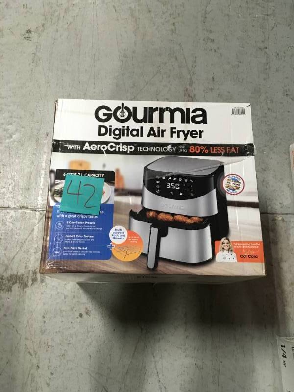 lot 42 image: Gourmia 6-qt. Stainless Steel Digital Air Fryer in good conditions