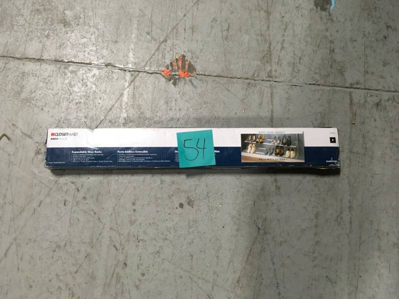 lot 54 image: ClosetMaid ShelfTrack 10-Pair 24 - 42 in. W White Adjustable Shoe Organizer in good conditions
