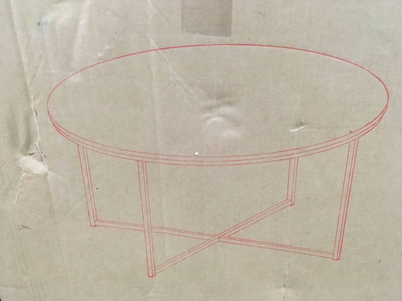 lot 89 image: 36 in. MarbleGold Coffee Table with X-Base in good conditions