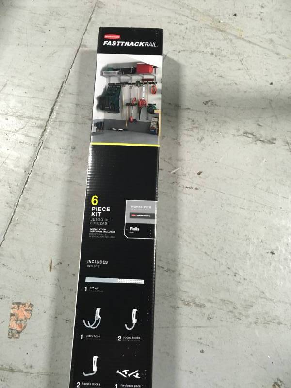 lot 2 image: Rubbermaid FastTrack Garage Kit Hooks (6-Piece) not used