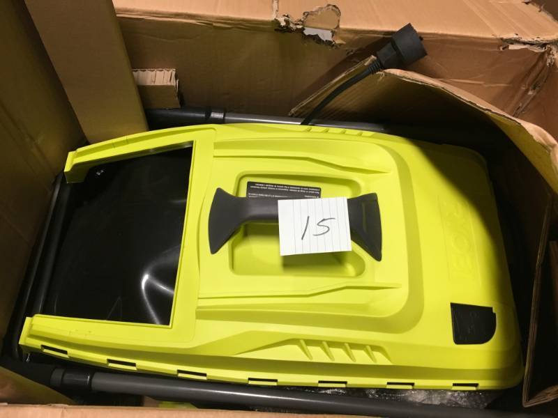 lot 15 image: RYOBI 16 in. 13 Amp Corded Electric Walk Behind Push Mower in good conditions