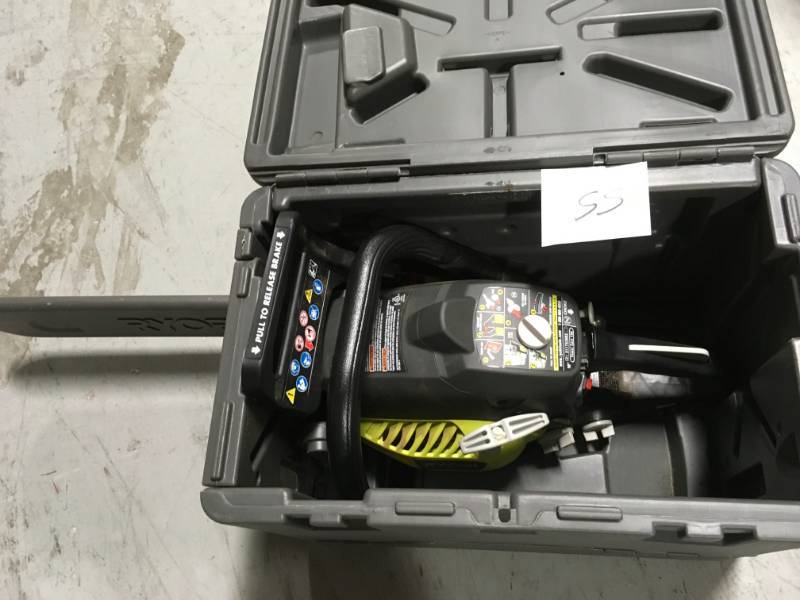 lot 55 image: RYOBI 16 in. 37cc 2-Cycle Gas Chainsaw with Heavy-Duty Case in good conditions