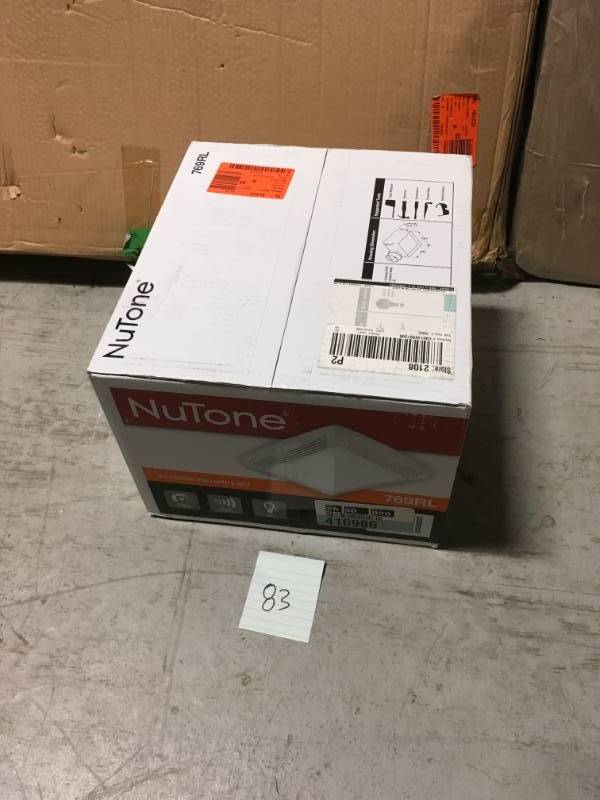 lot 83 image: NuTone 70 CFM Ceiling Bathroom Exhaust Fan with Light, White Grille and Light not used