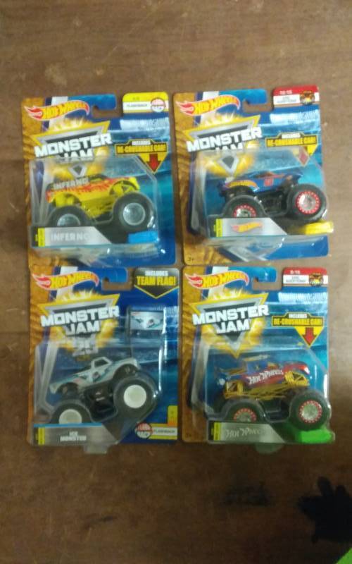 4-Monster Jam Hot Wheels Unopened