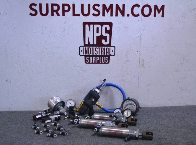 lot 58 image: Pneumatic Cylinders, Regulators, Gauges, Switches and More