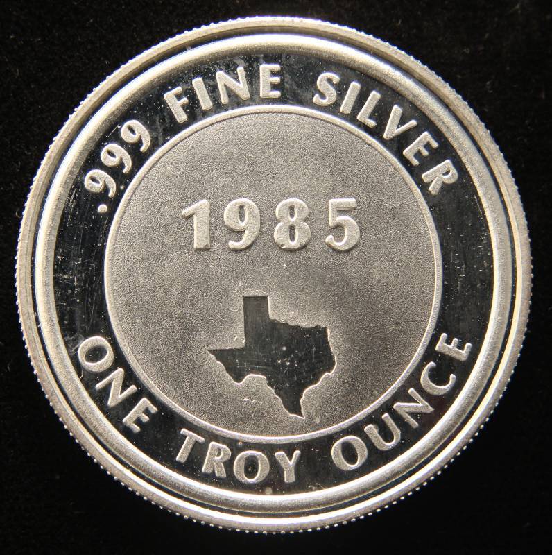 1 TROY OZ. .999 FINE SILVER 1985 TEXAS ALAMO