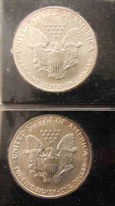 2 SILVER EAGLES IN BLACK PACKAGING 1991 X2
