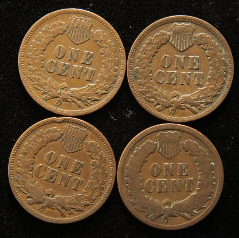 GROUP OF 4 INDIAN HEAD CENTS 1889 1890 1902 1905