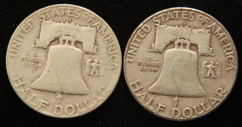2 FRANKLIN HALF DOLLARS 1951-S 1953-S