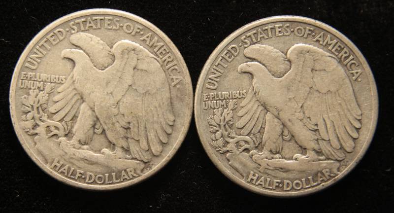 2 WALKING LIBERTY HALF DOLLARS 1945 1946