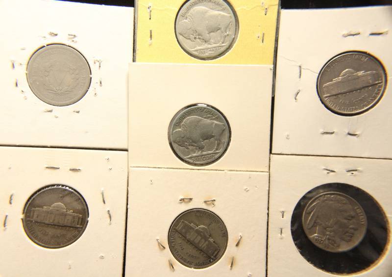 GROUP OF 7 NICKELS INCLUDING 2 WAR NICKELS & 1916 BUFFALO