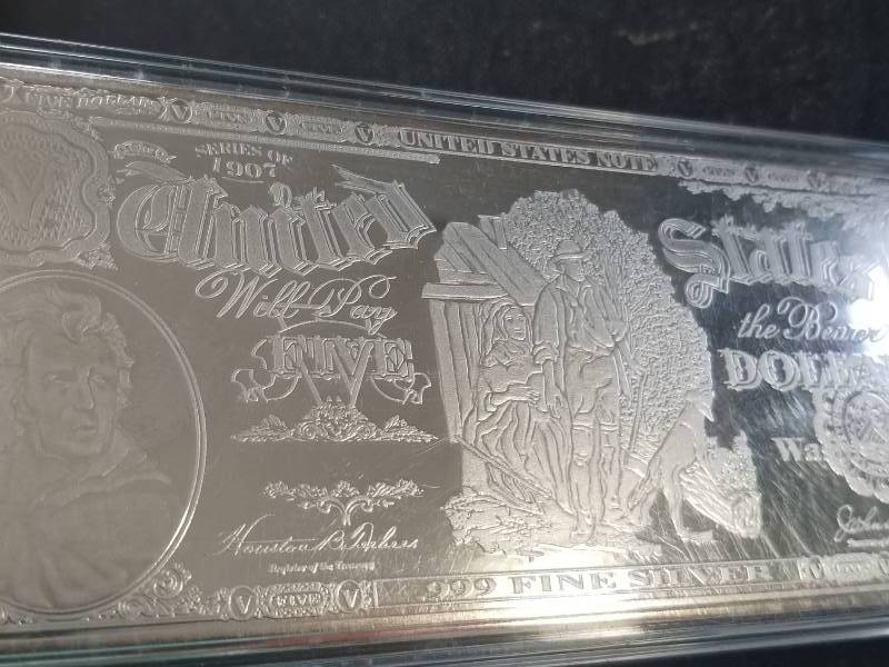 1 TROY OZ. .999 FINE SILVER CURRENCY BAR IN PLASTIC (SAME SIZE AS $100 BILL)