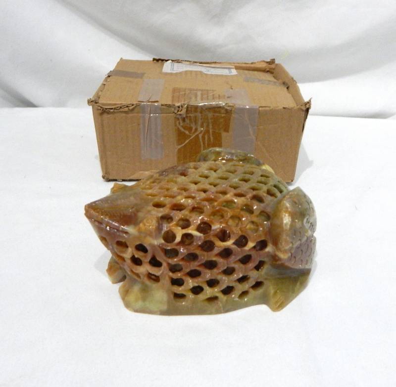 lot 72 image: Large Vintage 5 Pound Soapstone Frog