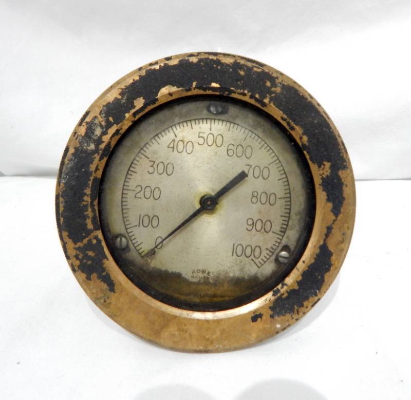 lot 8 image: Antique Acme Gauge Instrument Company Brooklyn Brass Steam Gauge