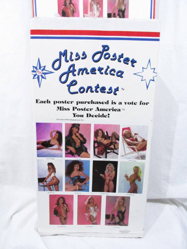 lot 76 image: Vintage 1990 Miss Poster America Contest Poster Store Display