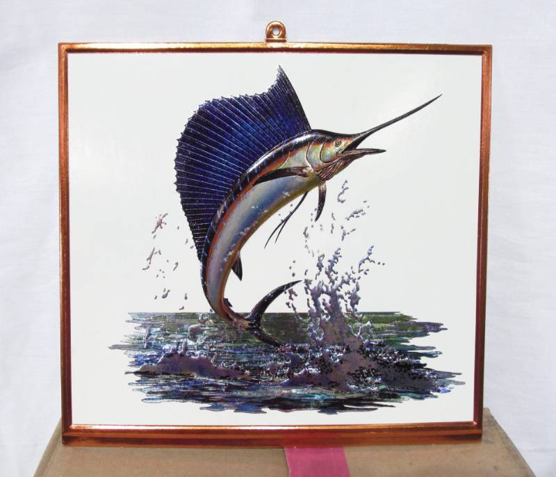 lot 74 image: Huge Lot of New Vintage Sailfish Foil Etch Embossed Plak Prints