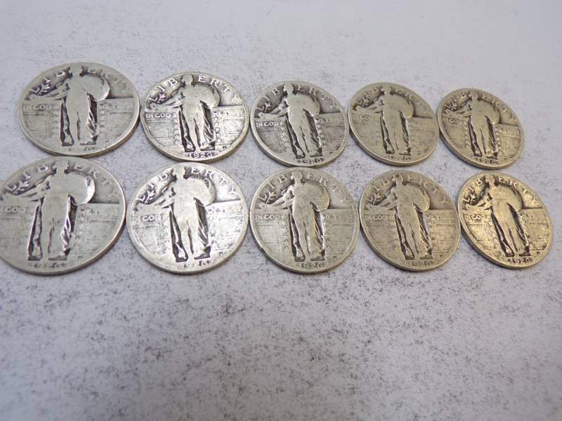 lot 128 image: 10 - Standing Liberty Quarters
