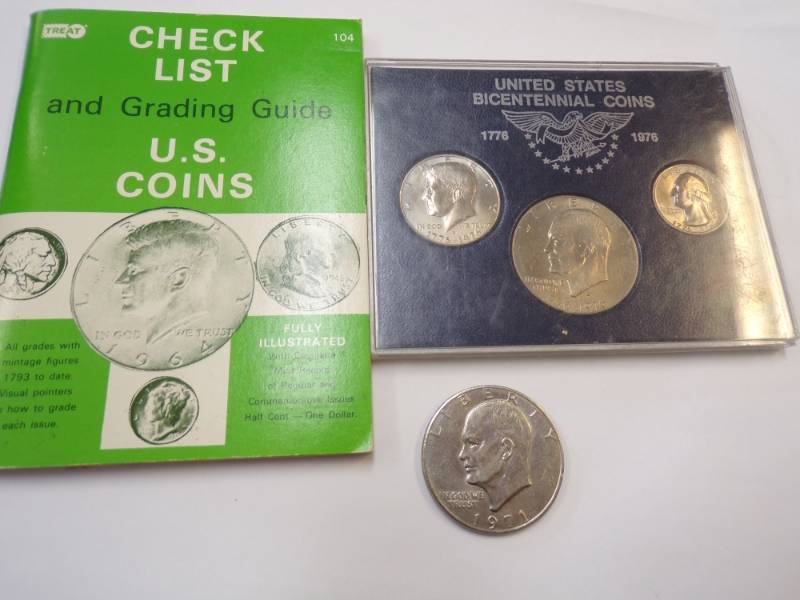 lot 145 image: Coin Book with 1971 Dollar Coin and Bicentennial Coins in case