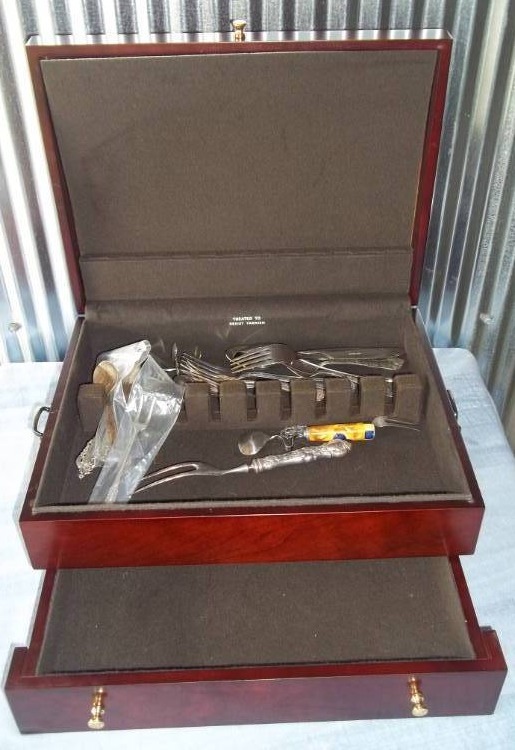Assorted Silverware and Silverware Box
