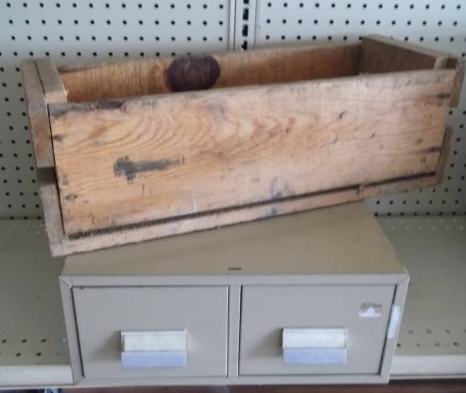 Metal Index Card Holder and Wood Box