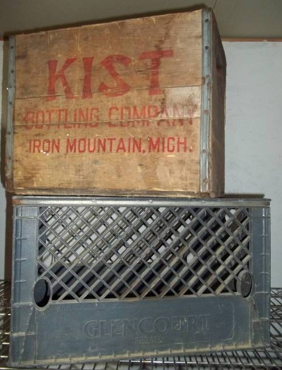 Vintage Wooden Box and Milk Crate