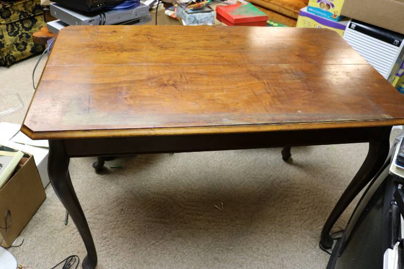 Antique wood table top is 44 x 25...