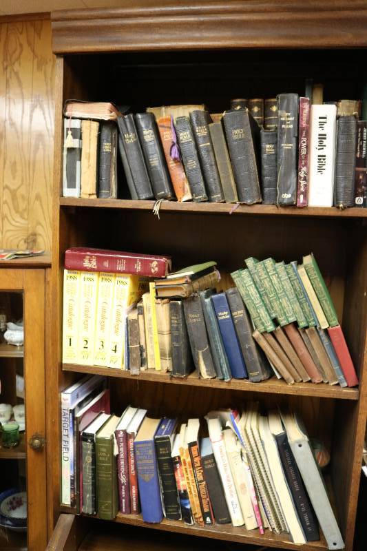 3 Shelves of vintage and antique bo...