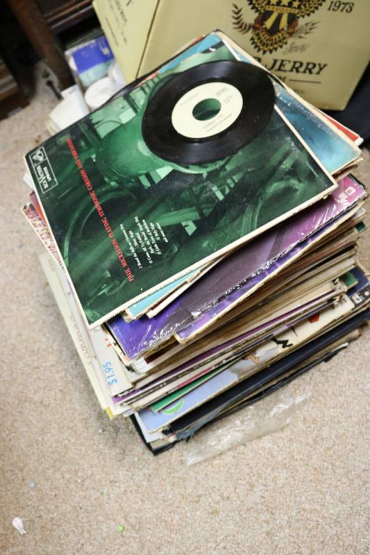 Stack of vinyl records...