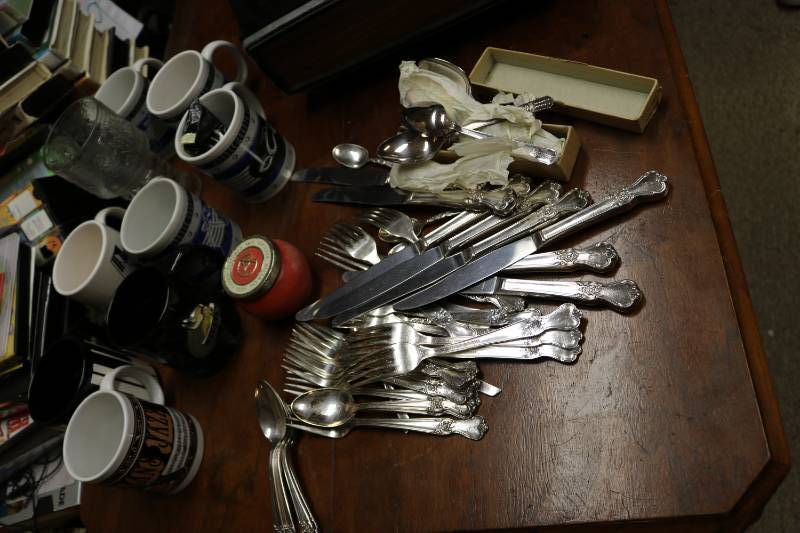 Lot of silverware and mugs includin...