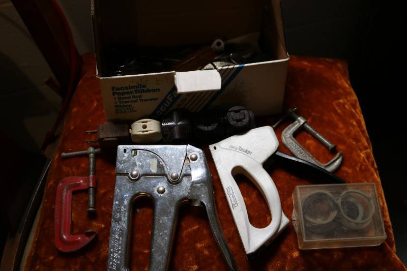 Box of clamps and engraving supplie...