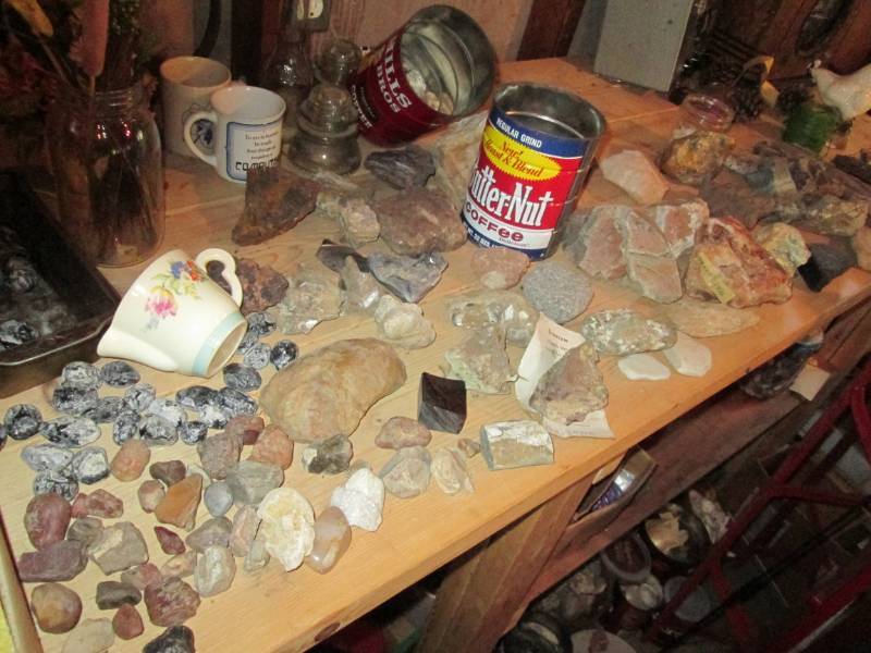 Table full of rocks...