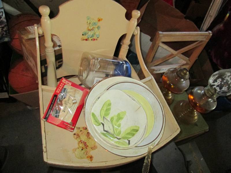 Vintage chairs lamps plates...