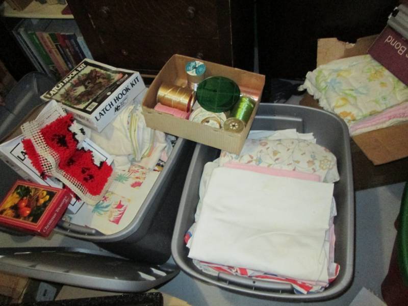 Lot of vintage cloth and latchhooks...