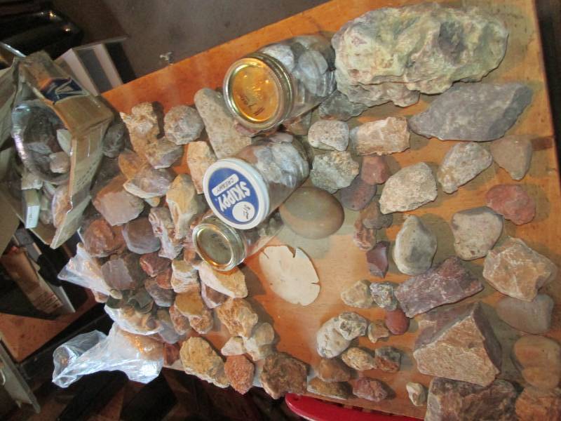Table full of rocks...