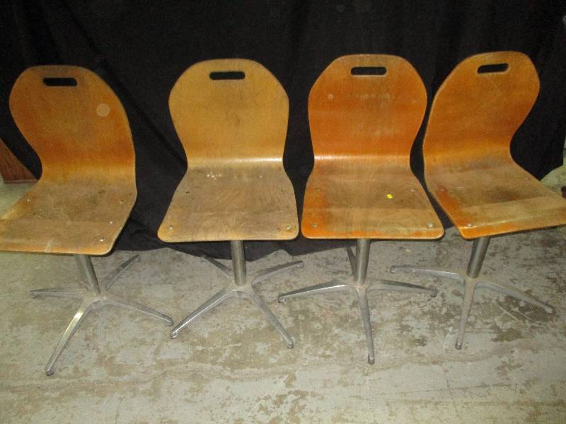 4 wood and steel chairs