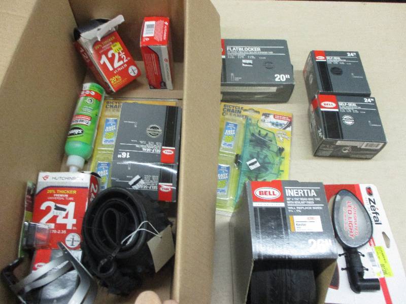 box of tire bike items