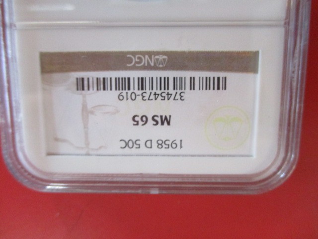 lot 3-2 image: NGC Certified 1958-D (Denver Mint) Mint State 65 Franklin Half Dollar 90% Silver