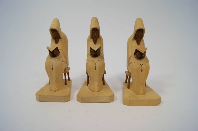 lot 62 image: Three Statues of Praying Monks