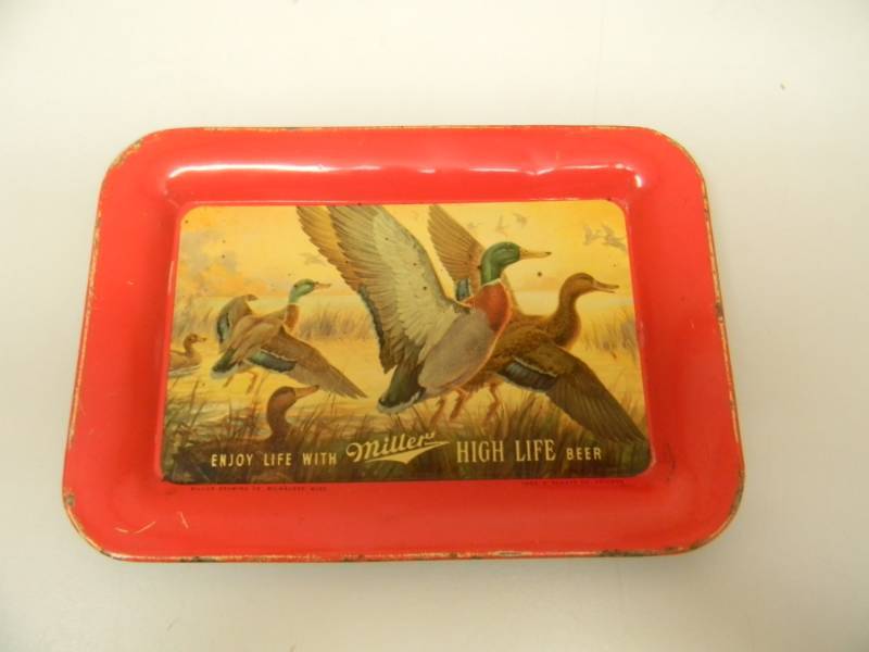 lot 16 image: VINTAGE - MILLER HIGH LIFE ENJOY LIFE WITH MILLER HIGH LIFE BEER TIP TRAY - RARE - NICE - SEE PICTURES WILDLIFE