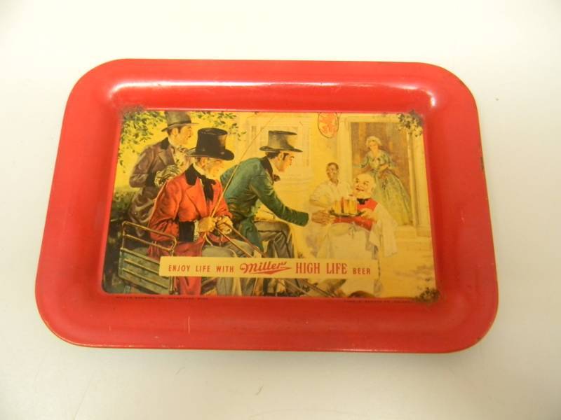 lot 17 image: VINTAGE - MILLER HIGH LIFE ENJOY LIFE WITH MILLER HIGH LIFE BEER TIP TRAY - RARE - NICE - SEE PICTURES TOWN