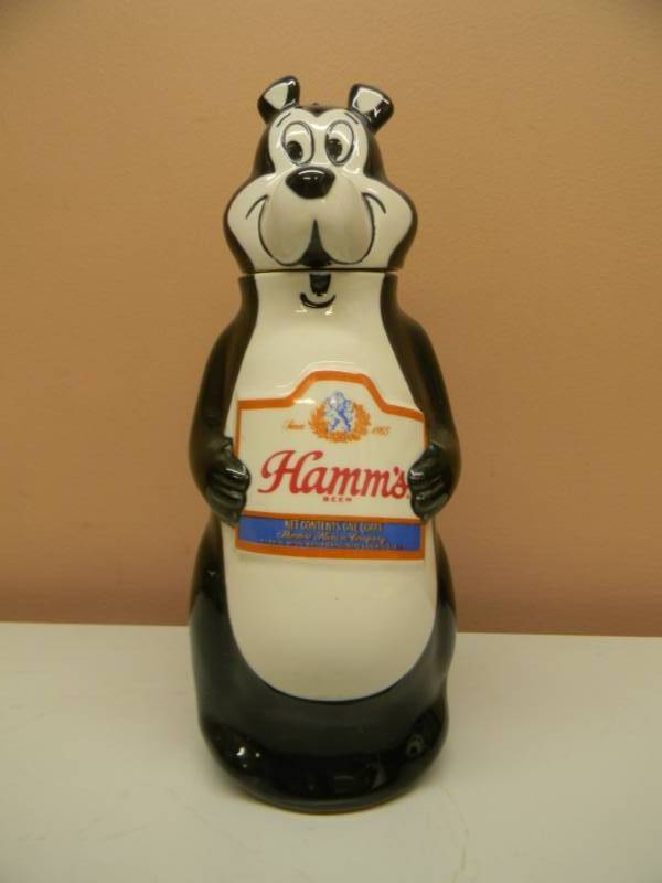 VINTAGE HAMM'S BEER BWG BEAR CERAMARTE BRAZIL 1972 DECANTER - NICE