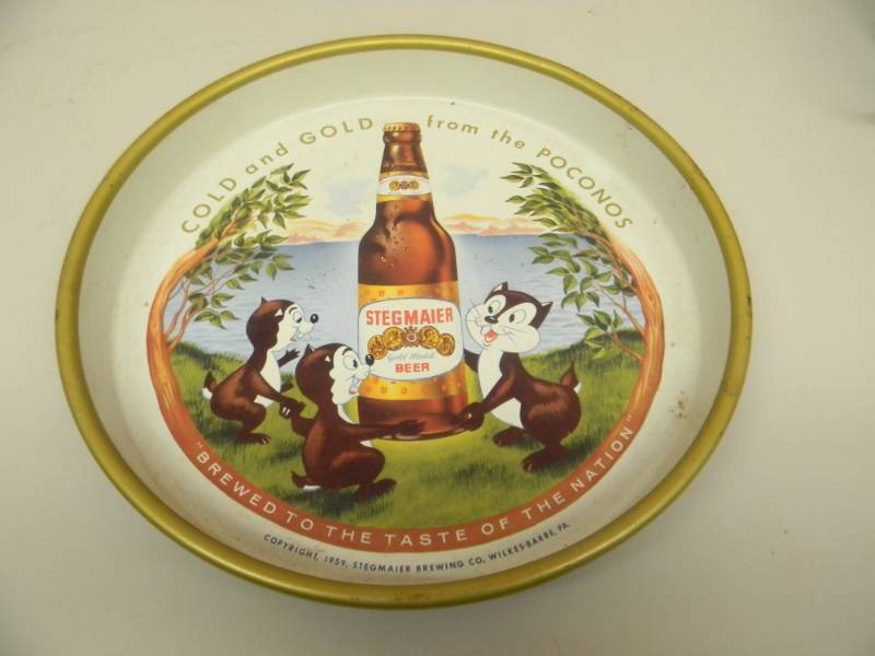 lot 36 image: Vintage 1959 Stegmaier Beer Tin Metal Beer Tray Chipmunks Wilkes-Barre PA the Poconos - 13 - see pictures