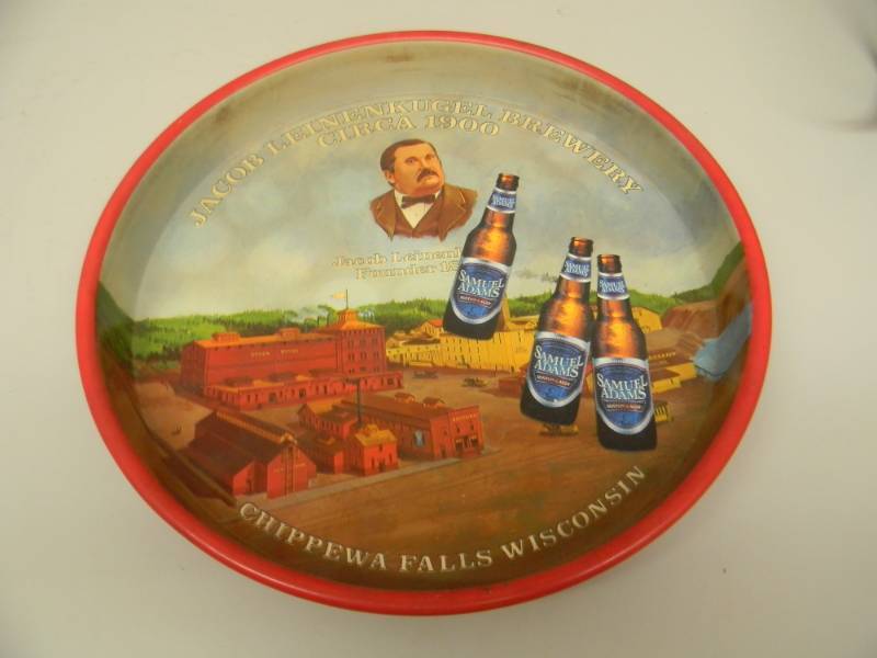 lot 39 image: JACOB LEINENKUGEL BREWERY CIRCA 1900 CHIPPEWA FALLS WISCONSIN BEER TRAY - 13 - NICE - SEE PICTURES