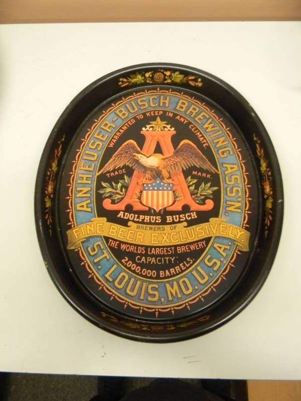 lot 43 image: VINTAGE ANHEUSER-BUSH BREWING ASSN ST. LOUIS MO. U.S.A. BEER TRAY - AMERICAS LARGEST AND FAVORITE BREWERY - NICE - SEE PICTURES
